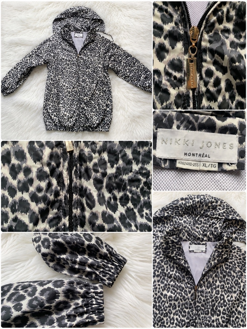 Y2K Nikki Jones Montreal Black & White Leopard Hooded Jacket